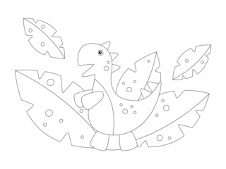 Coloring book for children. Cute black and white dinosaur. Printout for preschoolers. The outline of the drawing. Vector graphics.