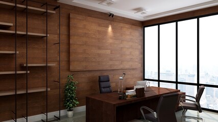 modern office manager room for company wall logo mockup