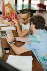 People working together in cafe