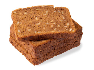 Bread with sunflower seeds from rye and wheat flour isolated on a white background.Fresh pastries on a white background.