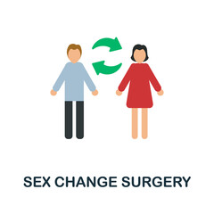 Sex Change Surgery flat icon. Colored sign from plastic surgery collection. Creative Sex Change Surgery icon illustration for web design, infographics and more