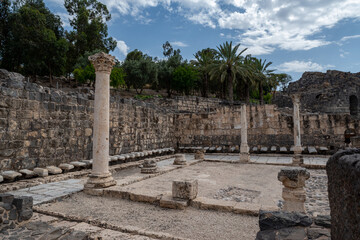 A public latrine, Remains of an Ancient City of Beit She'an. Beit She'an National Park in Israel