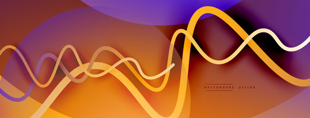 Abstract gradient background with wave line with shadow effect. Geometric composition. 3D shadow effects and fluid gradients