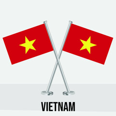 flag of Vietnam on flagpole. Template for independence day poster design