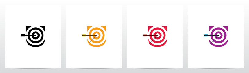 Arrow Target On Letter Logo Design U © recehan