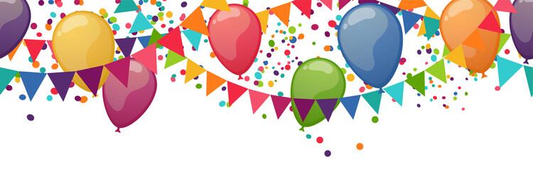 seamless colored garlands and balloon party background