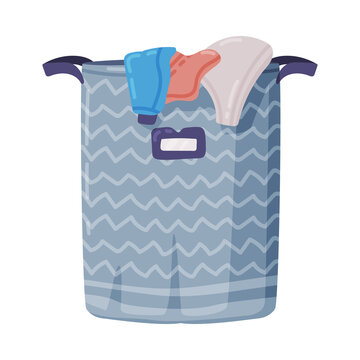 Laundry Basket Or Hamper Full With Clothing Items Vector Illustration