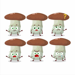 Cartoon character of suillus mushroom with what expression