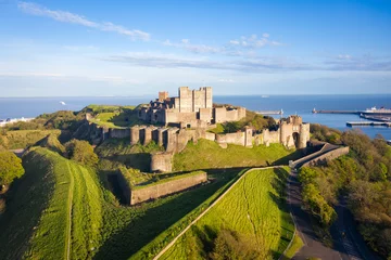 Printed roller blinds North Europe Dover, England, United Kingdom - May 10, 2021: Aerial view to Dover castle.