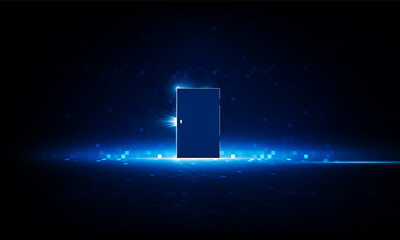 Abstract Key Door open Light out technology and Question mark background Hitech communication concept innovation background,  vector design