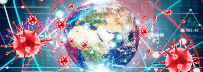 Corona virus crisis around the world. 3d illustration