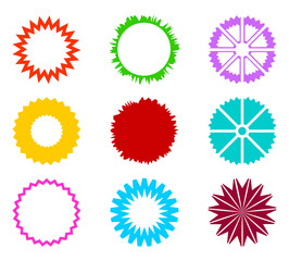 Geometric various circles sticker badge shapes vector element set