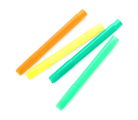 Colorful felt tip pens on white background
