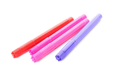 Colorful felt tip pens on white background
