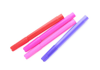 Colorful felt tip pens on white background
