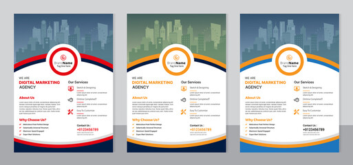 Multiple color variations brochure cover modern layout, annual report, poster, flyer in A4 size