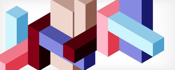 Obraz premium Abstract background. 3d cubes, cubic elements and blocks. Techno or business concept for wallpaper, banner, background, landing page