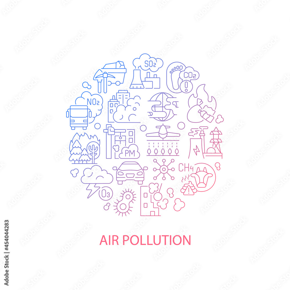 Poster urban pollution abstract gradient linear concept layout with headline. climate problem minimalistic 