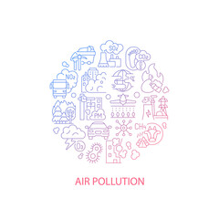 Urban pollution abstract gradient linear concept layout with headline. Climate problem minimalistic idea. Toxic atmosphere. Thin line graphic drawings. Isolated vector contour icons for background