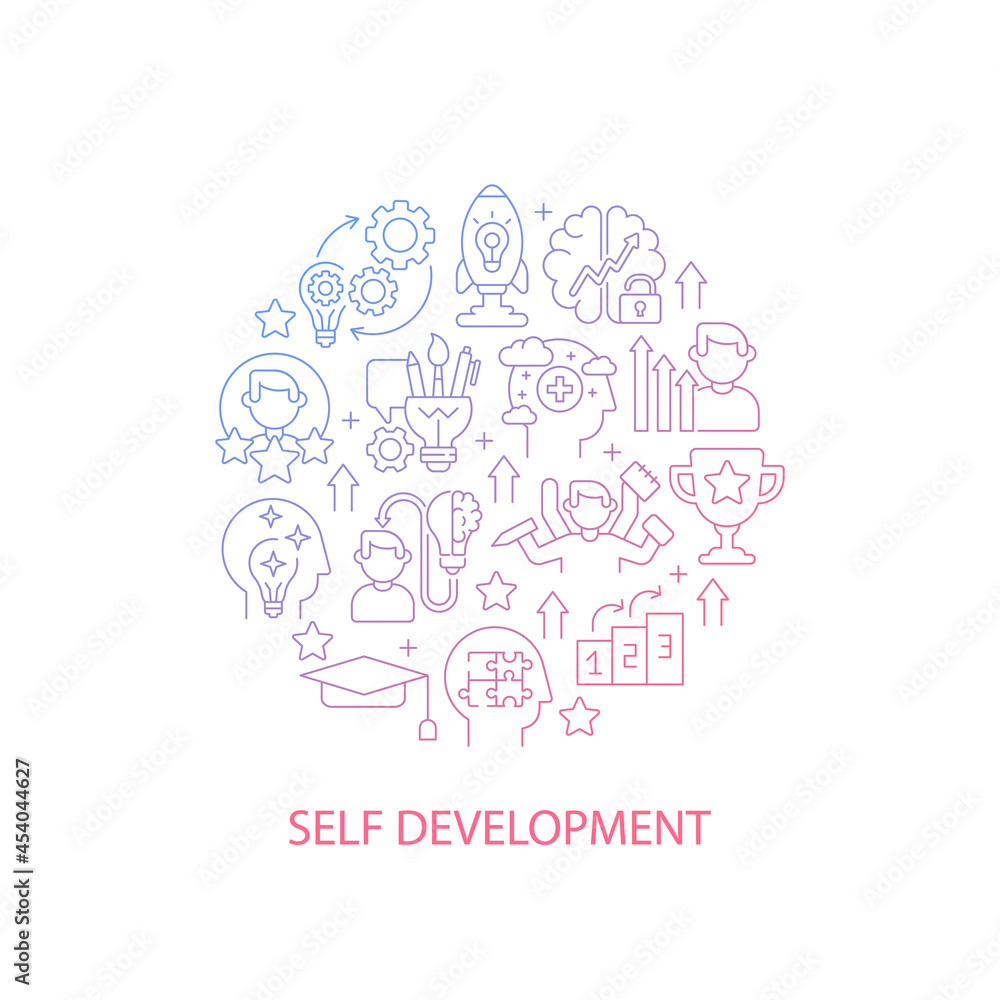 Fototapete self development abstract gradient linear concept layout with headline. personal improvement minimal