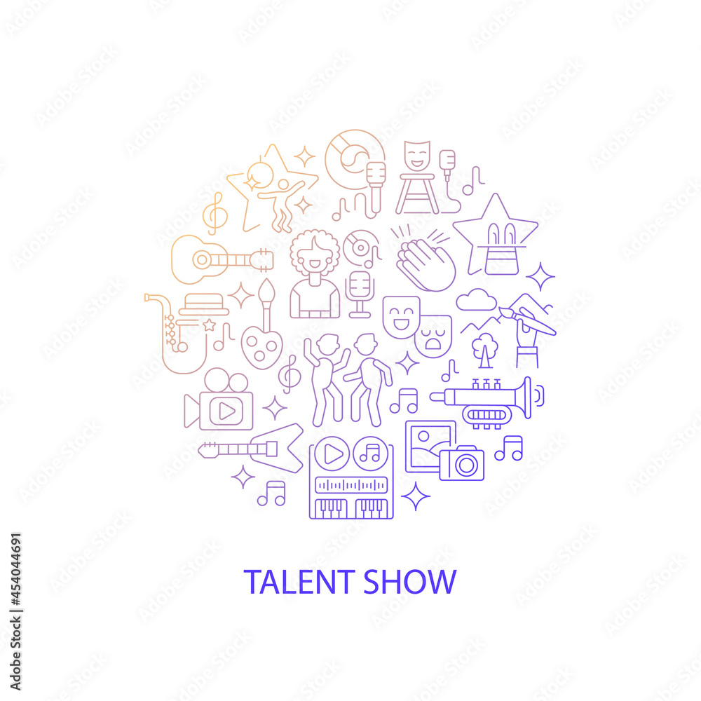 Poster music show abstract gradient linear concept layout with headline. live entertainment. live show mini