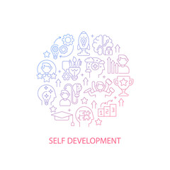 Self development abstract gradient linear concept layout with headline. Personal improvement minimalistic idea. Thin line graphic drawings. Isolated vector contour icons for background