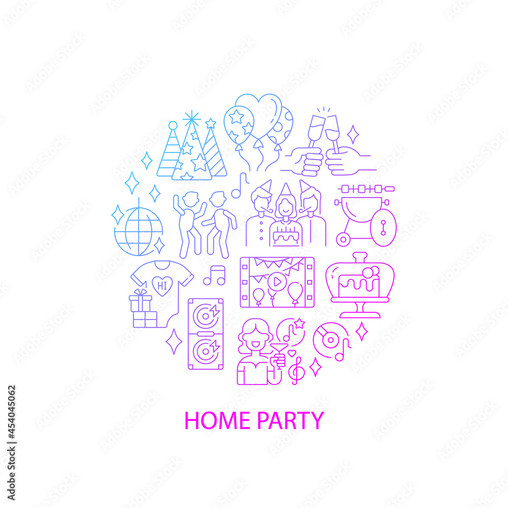 Poster party abstract gradient linear concept layout with headline. celebrating birthday. entertainment min