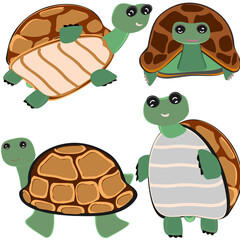 Turtle Cartoon mother and child Animal Wildlife Vector Illustration