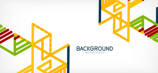 Abstract background. Color lines on white background. Linear abstract composition. Techno or business concept for wallpaper, banner, background, landing page