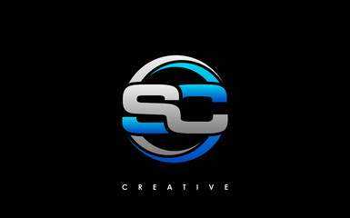 SC Letter Initial Logo Design Template Vector Illustration - obrazy, fototapety, plakaty
