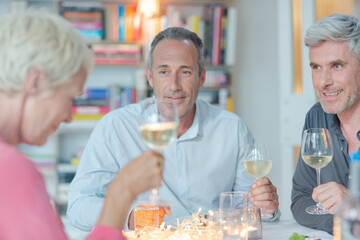 Older friends drinking wine