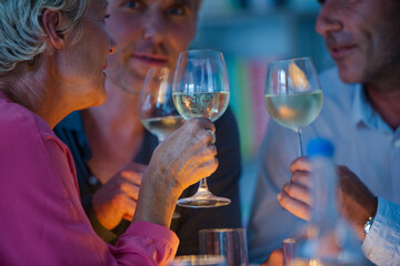 Older friends drinking wine