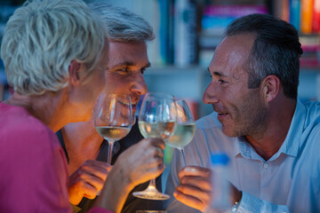 Older friends drinking wine