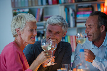 Older friends drinking wine