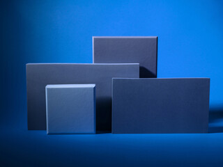 Geometric design shape podium on dark blue background - 454048282