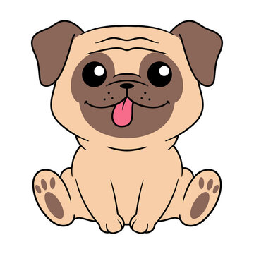 Vector Pug Puppy Cartoon Illustration