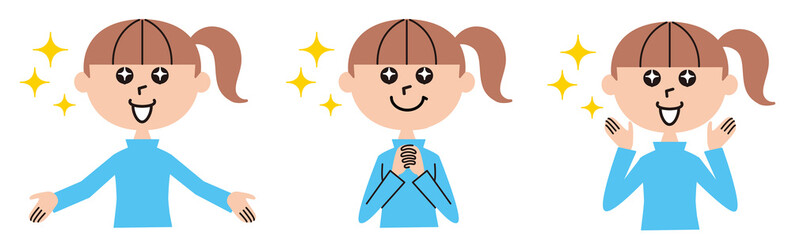 希望で目をキラキラさせたティーンエイジャーの女の子のイラスト