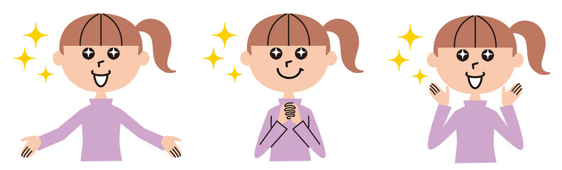 希望で目をキラキラさせたティーンエイジャーの女の子のイラスト