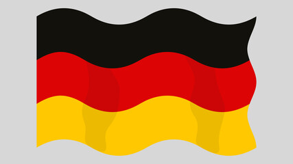 Naklejka premium Detailed flat vector illustration of a flying flag of Germany on a light background. Correct aspect ratio.