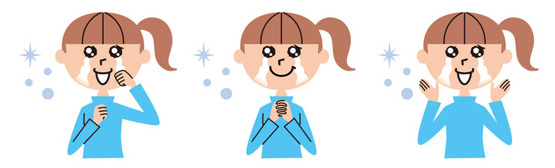 感動して涙を流すティーンエイジャーの女の子のイラスト