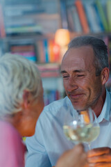 Older man smiling at wife
