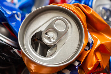 recycle aluminum metal crushed can waste background