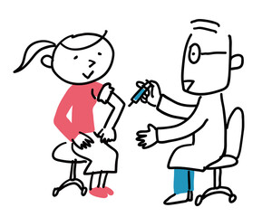 予防接種を受ける女性とお医者さん