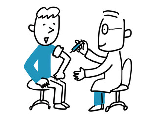 予防接種を受ける男性とお医者さん