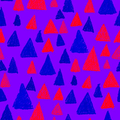 Obraz premium Creative seamless pattern with colorful abstract geometrical elements. Hand drawn texture. Graphic abstract background. Contemporary art. Trendy modern style. 