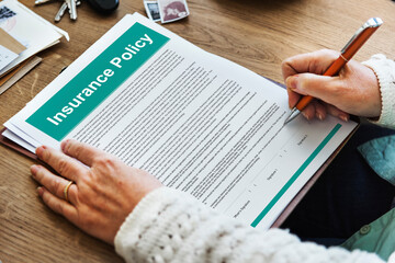 Naklejka premium Insurance Policy Agreement Terms Document Concept