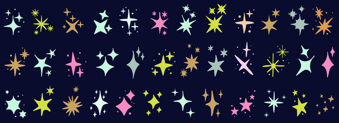 Sparkling stars. Sparkling star collection. Stars set