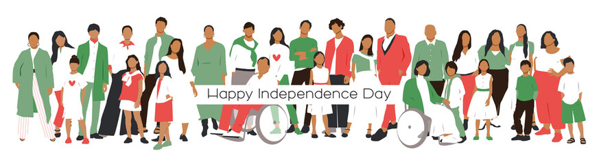 Obraz premium Greeting card for Independence day of Mexico.Flat vector illustration.