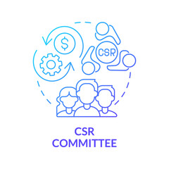 CSR committee blue gradient concept icon. Board of directors abstract idea thin line illustration. Corporate social responsibility. Finance management. Vector isolated outline color drawing. - obrazy, fototapety, plakaty