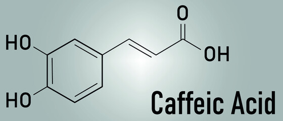 Caffeic acid molecule skeletal formula. Intermediate in the biosynthesis of lignin.